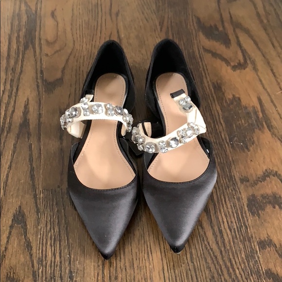 black satin flat shoes